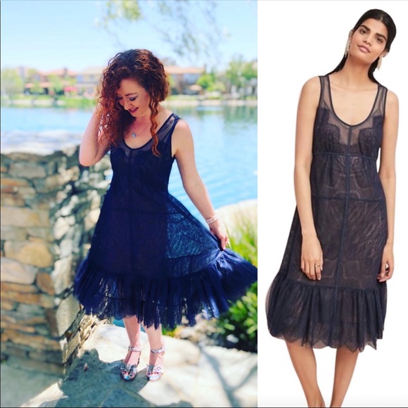 Byron Lars Dresses & Skirts - Byron Lars Garden Party dress lace navy 10 petite